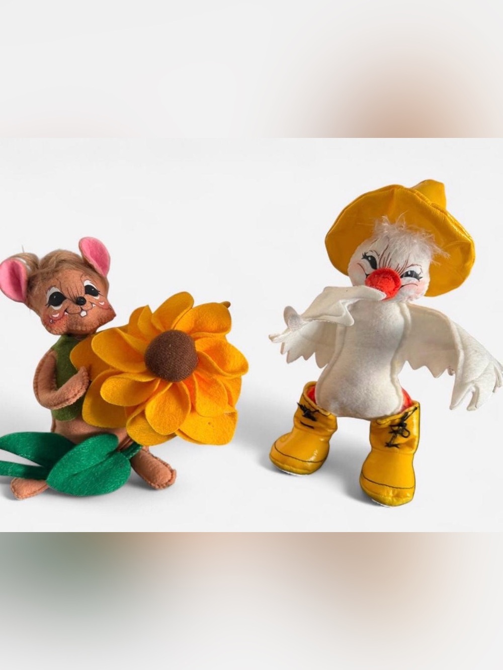 Annalee Yellow Sunflower Plush with White Chick in Yellow Hat & Boots